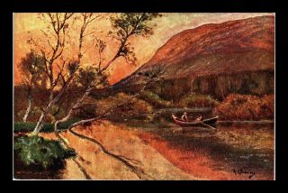 Dr Jim Stamps Couple Boating Sweden Topical Painting Postcard
