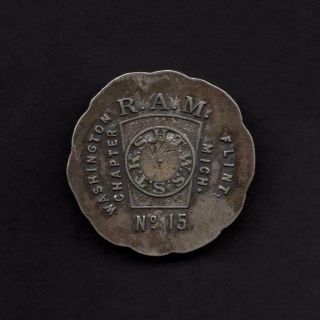 Vintage Washington Chapter R.  A.  M.  Flint,  Mi No.  15 Masonic Shekel Token Coin