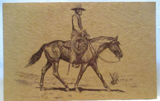 1970 Artist Signed E Morris Postcard " A Californian " Man On Horseback Ca 1900