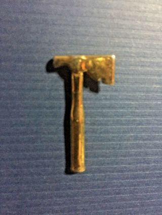 Vintage Brass Axe Hatchet Tie Tack Pinback By Crc - Collectible Carpentry Pin