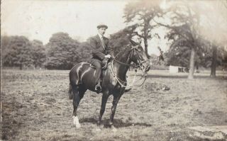 Old Photo Postcard People Man Flat Cap Animals Horse Riding Fashion B9