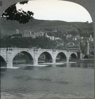 Germany Heidelberg Bridge & Castle On Neckar River Stereoview 33236 336