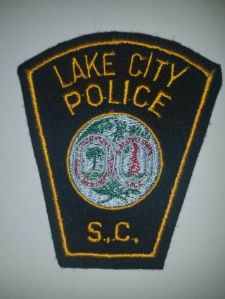 Vintage Older Lake City South Carolina Sc Police Department Patch Felt Tombstone