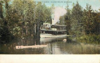 Inland Route Michigan Steamer Line Passengers At The Devil 
