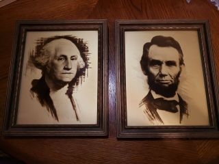 Washington And Lincoln Vintage Americana Framed Art