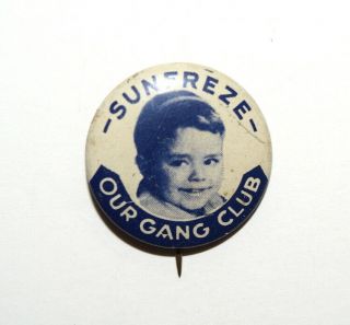 Vintage Our Gang Club Spanky Sunfreze Ice Cream Pinback Button