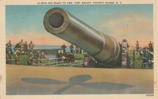 1939 Linen 12 Inch Gun Ready To Fire Fort Wright Fisher 