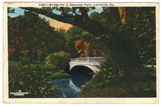 1934 Cherokee Park Bridge No.  5,  Louisville,  Ky Kentucky,  Vintage Postcard
