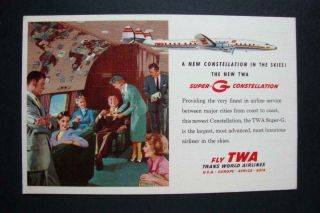 541) Trans World Airlines Postcard The Twa - G Constellation Aircraft