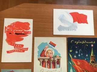 Set 10 Soviet Russian Postcards Propaganda USSR Lenin October Revolution 3