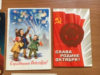 Set 10 Soviet Russian Postcards Propaganda USSR Lenin October Revolution 4