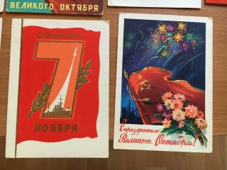 Set 10 Soviet Russian Postcards Propaganda USSR Lenin October Revolution 5