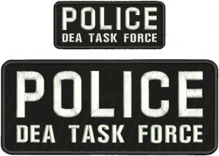 Police Dea Task Force Embridery Patch 4x10 And 2x5 Hook On Back Black/whitw