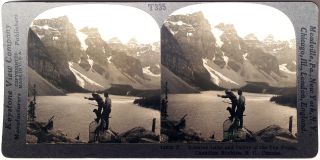 Keystone Stereoview Of Moraine Lake In Canada Rockies From The 1930’s T400 Set