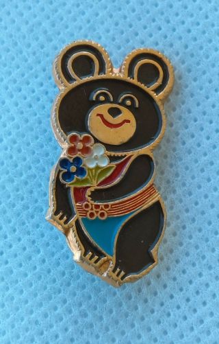 1980 Moscow Russian Olympic Games,  Misha Bear Mascot,  Antique Pin,  Badge