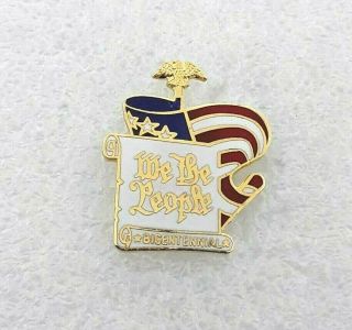 U.  S.  Bicentennial Hat Lapel Pin - We The People Scroll US Flag 2