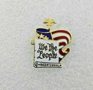 U.  S.  Bicentennial Hat Lapel Pin - We The People Scroll US Flag 3
