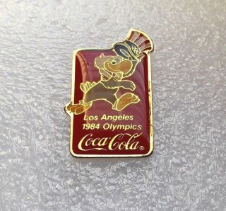 1984 La Olympics Laooc Sponsor Pin " Coca - Cola/sam The Eagle Tipping Top Hat "