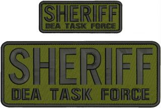 Sheriff Dea Task Force Embridery Patch 4x10 And 2x5 Hook On Back Od/blk