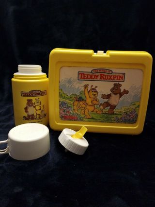 Vintage 1986 Teddy Ruxpin Plastic Lunch Box With Thermos