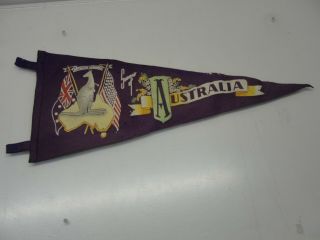 Vintage Australian Kangaroo Souvenir Of Australia Pennant Flag