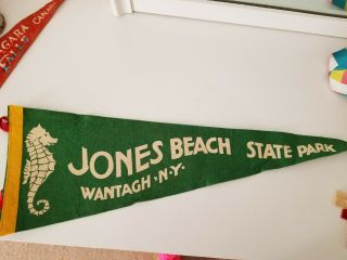 Vintage 1940s 1950s Felt Pennant Large Jones Beach State Park,  Wantagh Ny