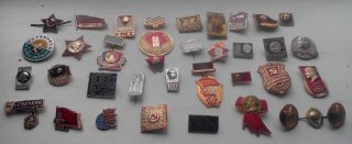 Set of 33 Badges Pins Lenin,  KPSS,  Communist Propaganda Vintage Soviet USSR 3