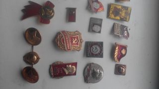 Set of 33 Badges Pins Lenin,  KPSS,  Communist Propaganda Vintage Soviet USSR 4