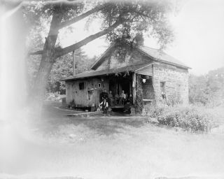 (2) Glass Negatives - Cabin And Barn - Early 1900 