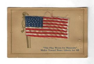 Antique Postcard Wwi War U.  S.  American Cloth Flag Patriotic Usa Liberty For All