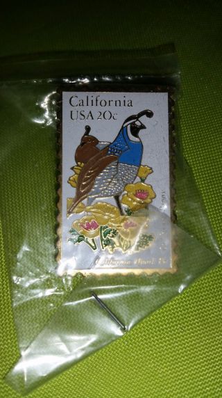 California Quail Postage Stamp Pin