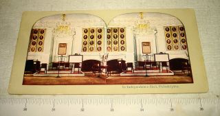 C1915 Color Litho Stereoview Card - Independence Hall (inside) Philadelphia Pa