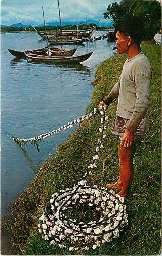 Postcard Fisherman Near Quang Ngai,  South Viet Nam