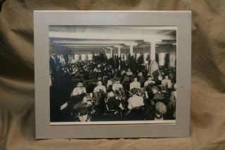 Antique Photograph 8x10 " Sepia Black & White Workers In Cigar Factory Paper Mat