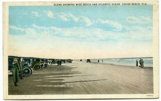 Cocoa Beach,  Fl.  Cars Parked On Wide Beach.  C.  1915 - 30.  Brevard Co. ,  Florida.