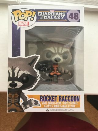 Funko Pop Marvel Guardians Of The Galaxy Rocket Raccoon Vinyl Bobble - Head 48