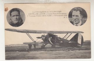 France,  1930 Ppc.  Aviators,  Coste & Bellonte,  Paris To York, .