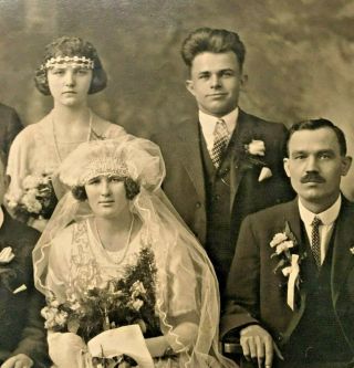 Vintage Wedding Bride Groom Photograph 8 X 10 Photo 1920s Antique In Folder