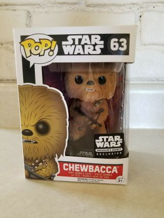 Funko Pop Star Wars The Force Awakens Flocked Chewbacca 63 Exclusive Smuggler 