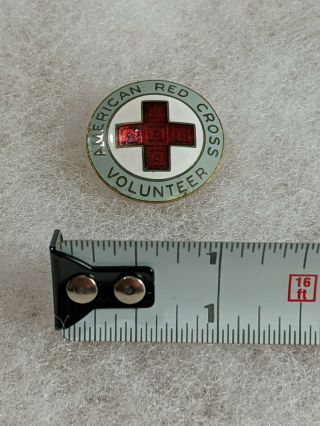 Vintage Antique Enamel Round American Red Cross Volunteer Brooch Pin