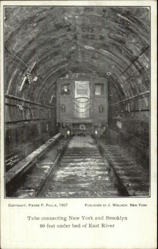 Brooklyn York City Subway Car & Tunnel C1910 Postcard