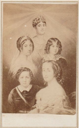 Cdv Album Filler Queen Victoria,  & Five Or Her Children,  Two With Crown Jewels