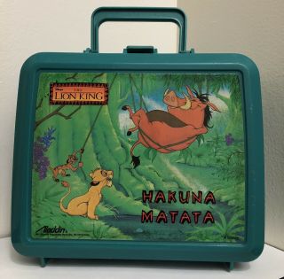 Vintage Aladdin Disney The Lion King Hakuna Matata Plastic Lunch Box No Thermos