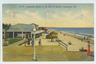 Clearwater Beach On The Gulf Of Mexico Clearwater Fl Vintage Florida Postcard