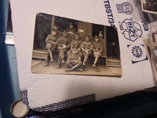 Vintage Ww1 Photo Postcard - Soldiers Sitting For Photo