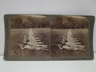 Stereoview Card - 1900 Skirmish Line Drills,  Cadets,  West Point Academy,  Ny