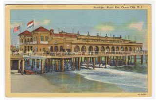 Municipal Music Pier Ocean City Jersey 1952 Postcard