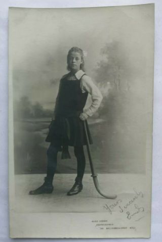 Vintage Old Photo People Fashion Children Girl Hockey Dress Sport Gibson Hull