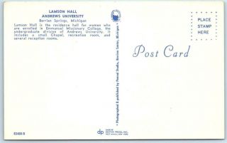 BERRIEN SPRINGS,  Michigan MI Lamson Hall ANDREWS UNIVERSITY Postcard 2