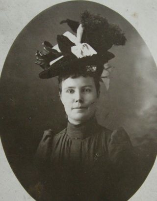 Cabinet Photo Portrait Of A Lovely Fashionable Young Woman Wearing A Fancy Hat